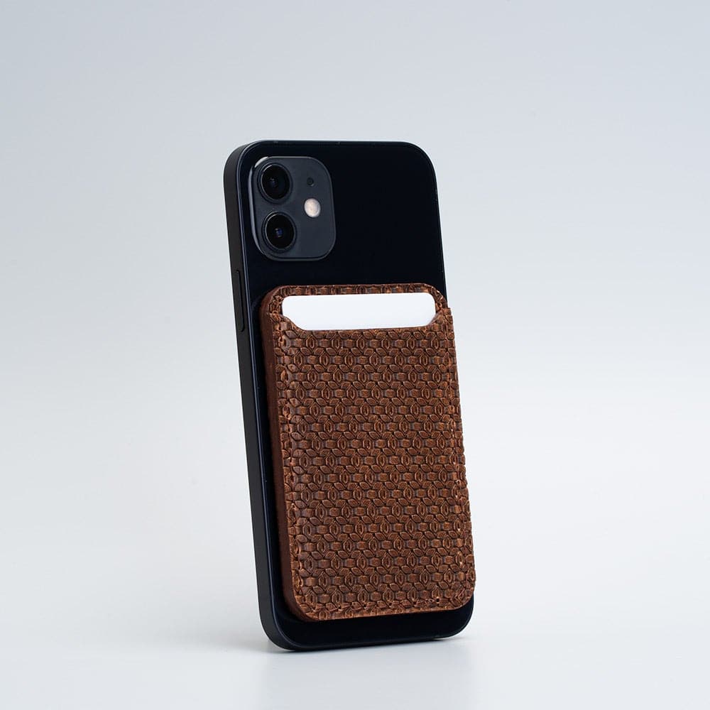 Leather Wallet compatible with MagSafe - Geometric Net