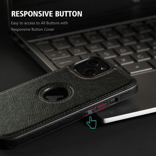 For iPhone 15 Leather Texture Stitching Phone Case(Black)