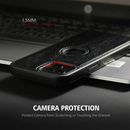 For iPhone 15 Leather Texture Stitching Phone Case(Black)