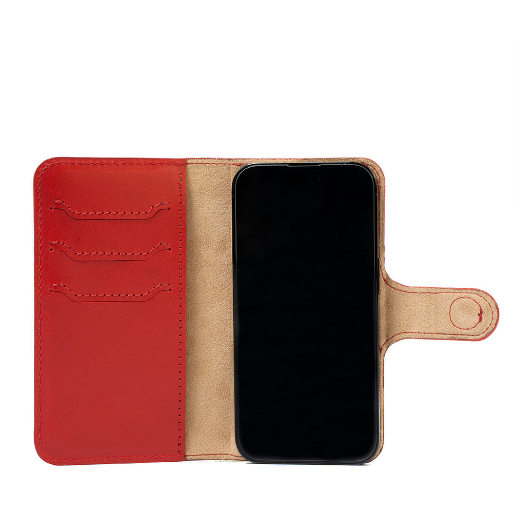 Top-Grain Leather Folio Case Wallet for iPhone 15 Series - Classic 4.0