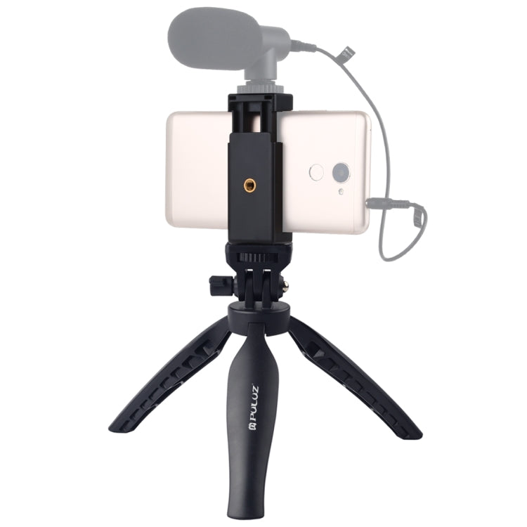 PULUZ Desk Plastic Tripod Mount with Phone Clamp & Adjusting Tripod Head for Smartphones, Plastic Tripod+Adjusting Head-0