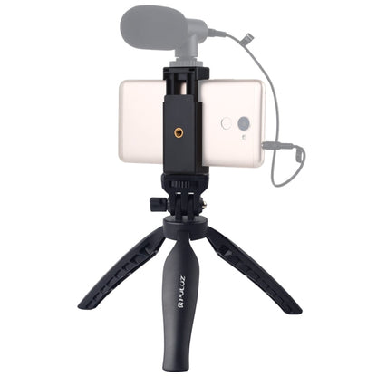 PULUZ Desk Plastic Tripod Mount with Phone Clamp & Adjusting Tripod Head for Smartphones, Plastic Tripod+Adjusting Head-0