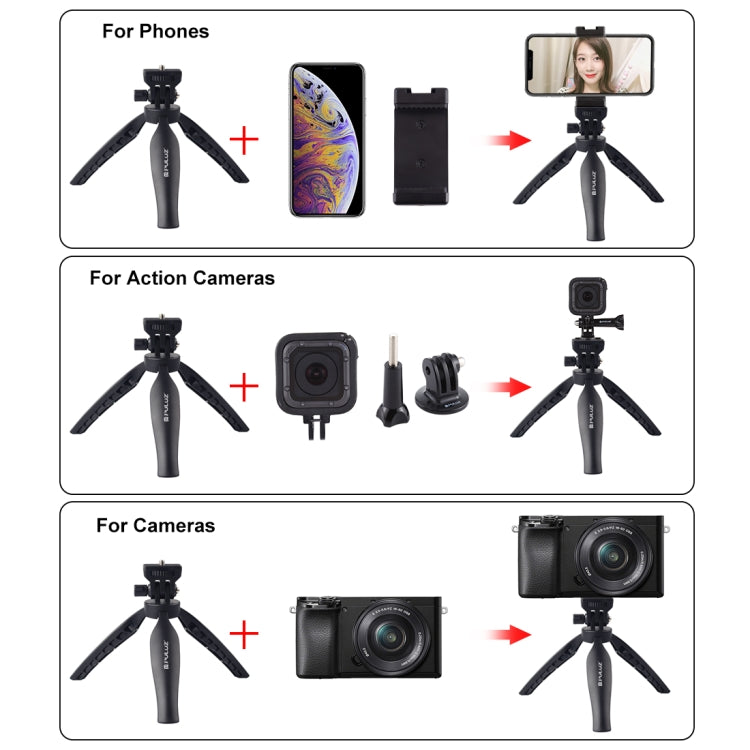 PULUZ Desk Plastic Tripod Mount with Phone Clamp & Adjusting Tripod Head for Smartphones, Plastic Tripod+Adjusting Head-3