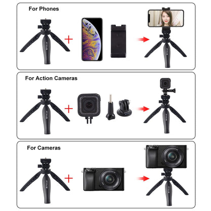 PULUZ Desk Plastic Tripod Mount with Phone Clamp & Adjusting Tripod Head for Smartphones, Plastic Tripod+Adjusting Head-3
